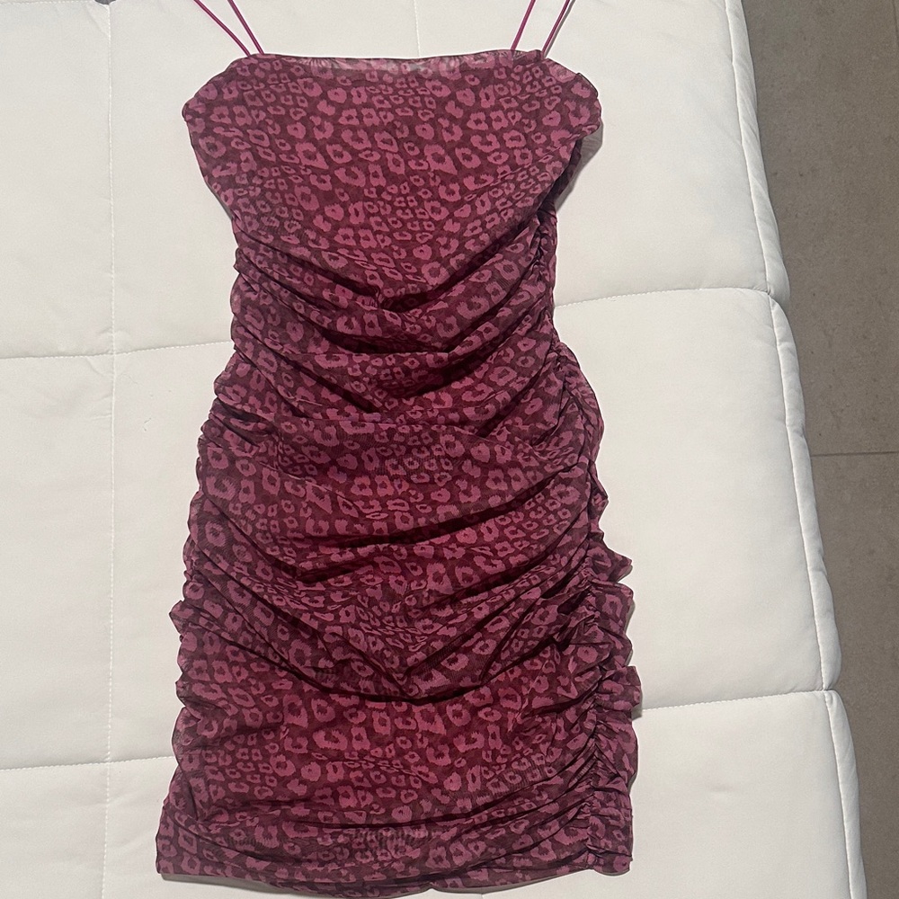 Oh Polly Pink Leopard Mini Dress